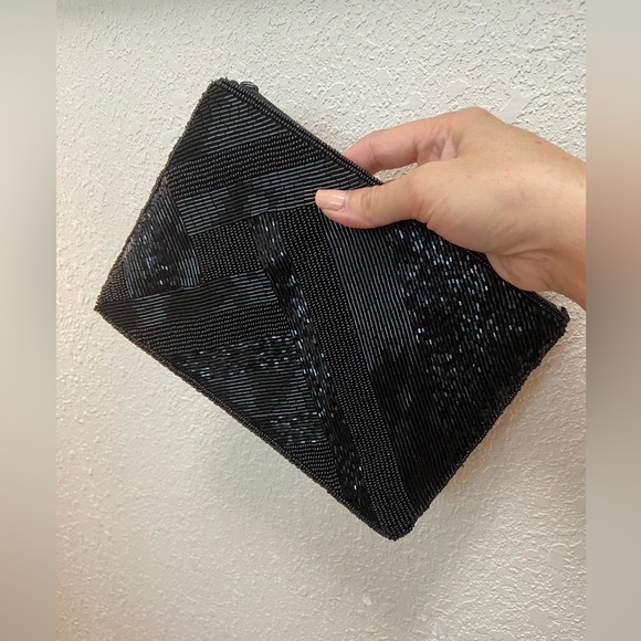 Gorgeous Vintage Carla Marchi Beaded Black Evening Clutch Handbag Purse - Picture 1 of 11